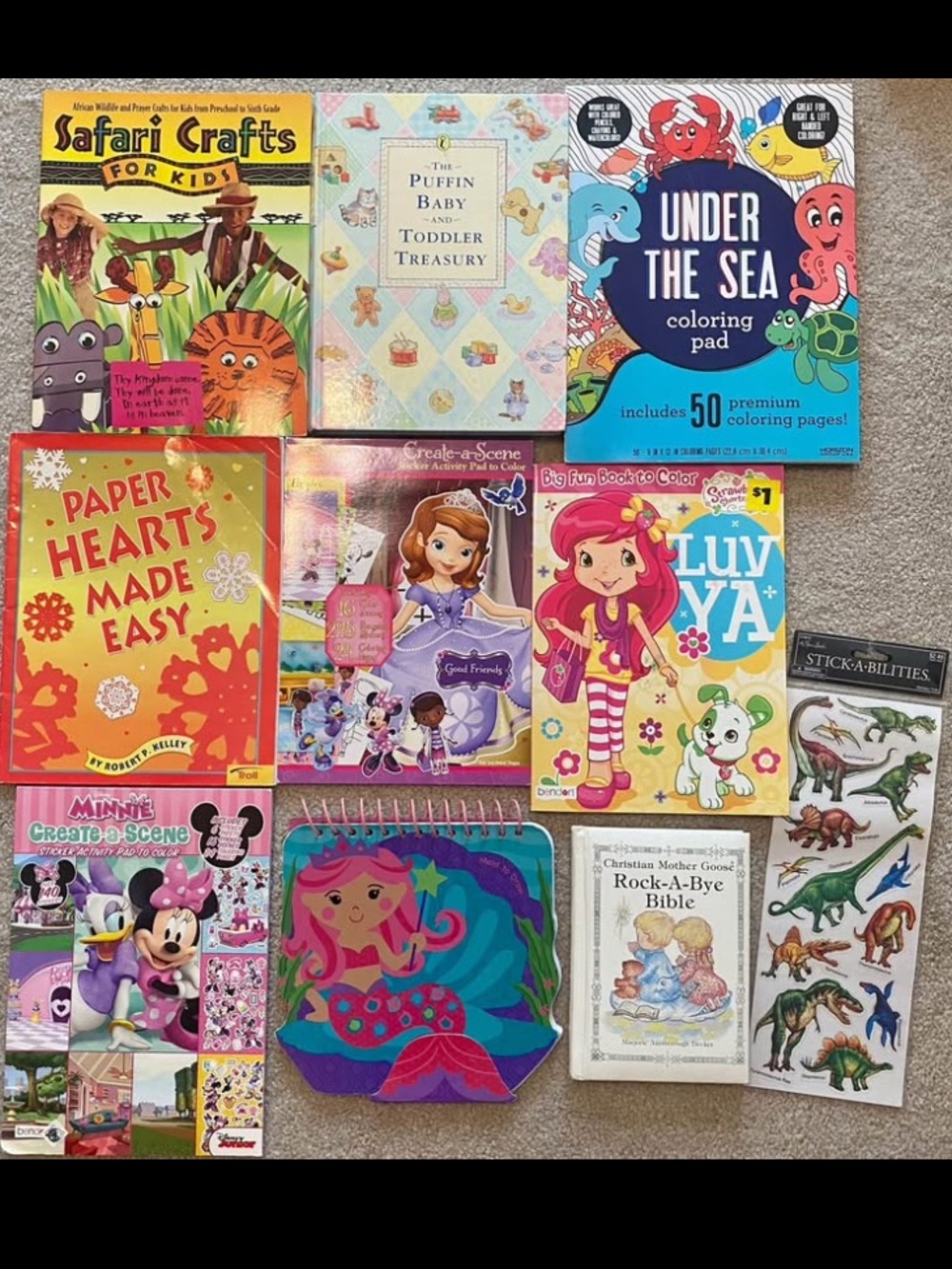 Lot of 10 Kids Children's Activity Coloring Books Crafts Dinosaur Stickers Girls
